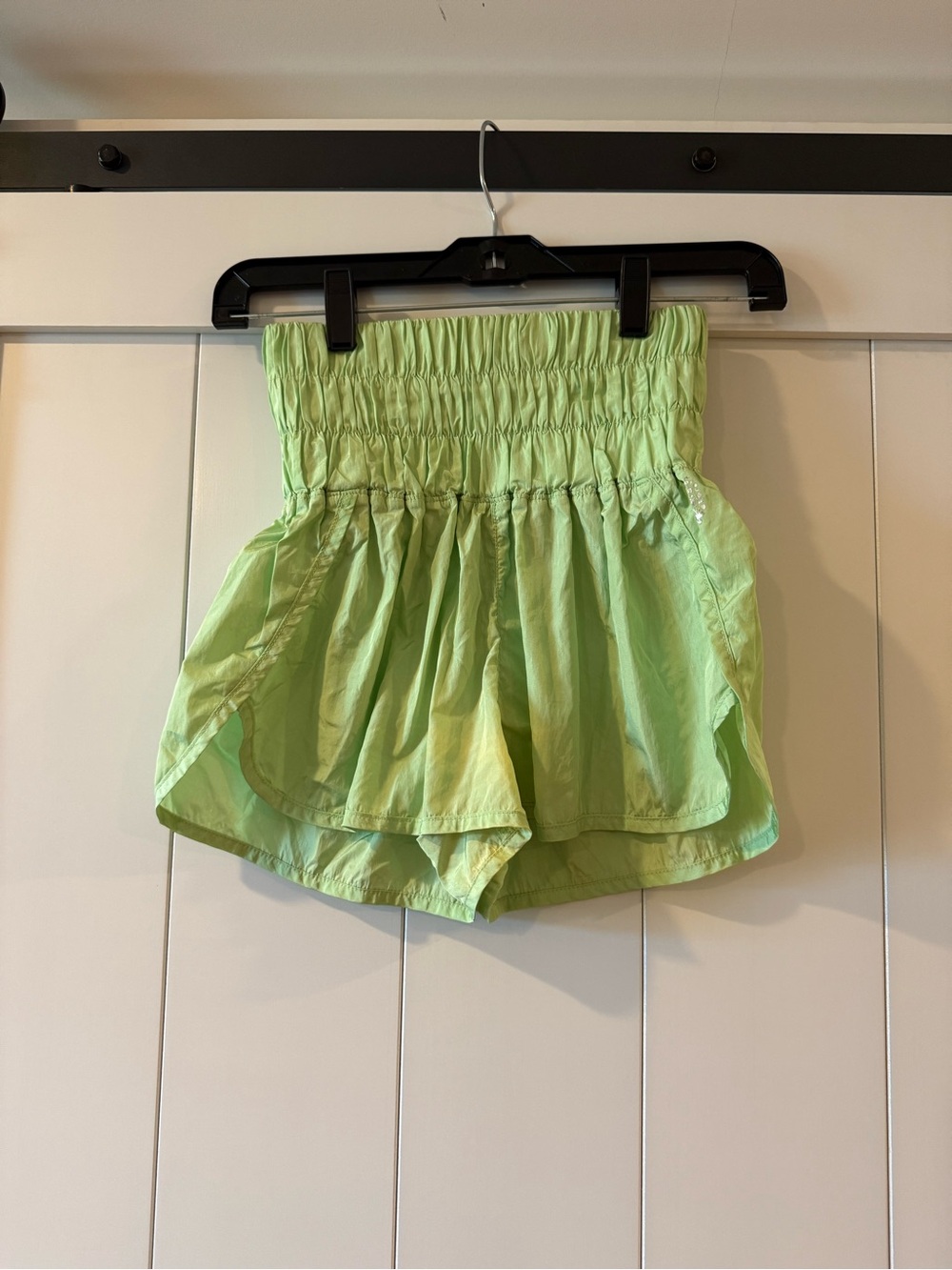 FP Movement by Free People Lime Green Smocked-Waist Athletic Shorts